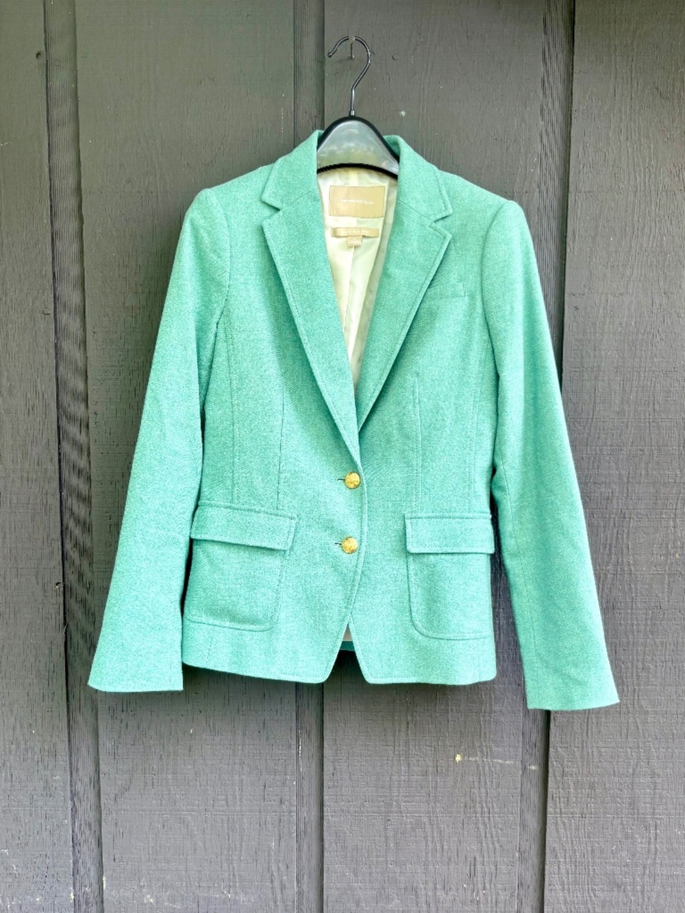 Banana Republic Retro Green 2 Button Blazer w/Elbow Patches Size 0